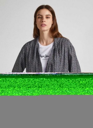 Blusa Pepe Jeans Floral Print Blouse With Tie Neck Mujer Multicolor | 379TPEXWO