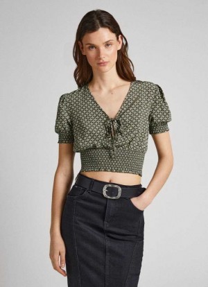 Blusa Pepe Jeans Geometric Print Blouse Mujer Multicolor | 723XQHUYN