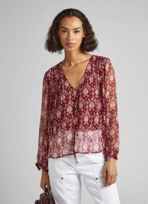 Blusa Pepe Jeans Keyhole Neckline Blouse Mujer Multicolor | 170SGFMPZ