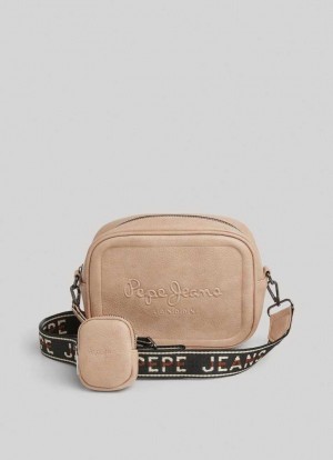 Bolsas & Mochilas Pepe Jeans Adjustable Handle Camera Bag Mujer Marrones Beige | 891ECJBHK