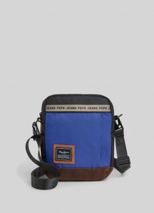 Bolsas & Mochilas Pepe Jeans Combined Fabric Shoulder Bag Hombre Azules | 617LGDJZF