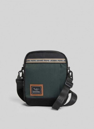 Bolsas & Mochilas Pepe Jeans Combined Fabric Shoulder Bag Hombre Verde | 930HGBXAZ