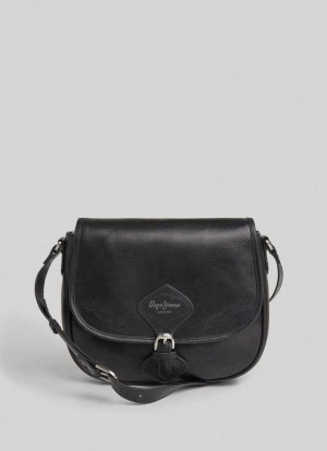 Bolsas & Mochilas Pepe Jeans Cuero Crossbody Bag Mujer Negras | 941CTIGMA