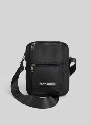 Bolsas & Mochilas Pepe Jeans Double Compartment Crossbody Bag Hombre Negras | 589TYRFAH