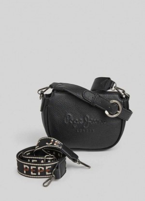 Bolsas & Mochilas Pepe Jeans Embossed Logo Shoulder Bag Mujer Negras | 150QSRBMV