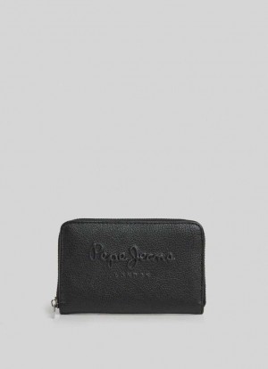 Bolsas & Mochilas Pepe Jeans Embossed Logo Wallet Mujer Negras | 789UCKHVE