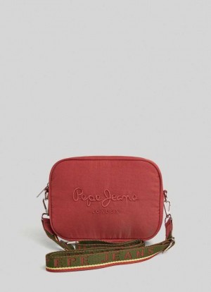 Bolsas & Mochilas Pepe Jeans Embroidered Logo Camera Crossbody Bag Mujer Marrones | 452NEOMKC