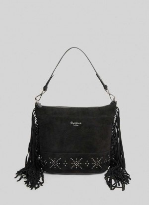 Bolsas & Mochilas Pepe Jeans Gamuza Handbag Mujer Negras | 253GTKCFP