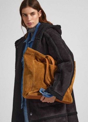 Bolsas & Mochilas Pepe Jeans Gamuza Tote Bag Mujer Beige | 908OQAWBU