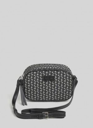 Bolsas & Mochilas Pepe Jeans Jacquard Camera Crossbody Bag Mujer Negras | 702ZMVQXG