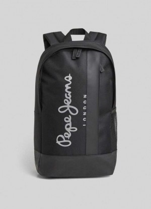 Bolsas & Mochilas Pepe Jeans Logo Print Travel Backpack Hombre Negras | 742NQFIVK