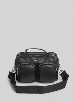 Bolsas & Mochilas Pepe Jeans Multiple Pocket Bag Mujer Negras | 682ZNGDYW