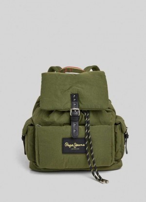Bolsas & Mochilas Pepe Jeans Nylon Travel Backpack Mujer Verde Oliva Verde | 056XJGUSY