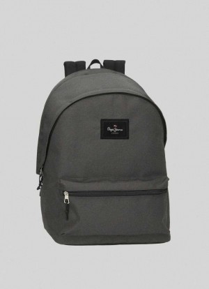 Bolsas & Mochilas Pepe Jeans Solid Colour School Backpack Hombre Gris Oscuro | 603EILQGJ