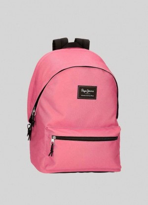 Bolsas & Mochilas Pepe Jeans Solid Colour School Backpack Mujer Fucsia Claro Rosas | 178UJIMDH