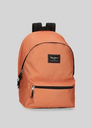 Bolsas & Mochilas Pepe Jeans Solid Colour School Backpack Mujer Marrones | 083ICPLRT