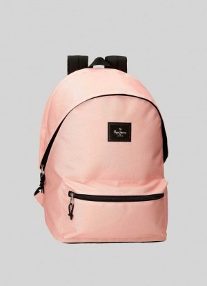 Bolsas & Mochilas Pepe Jeans Solid Colour School Backpack Mujer Rosas Claro | 638JFMZIP