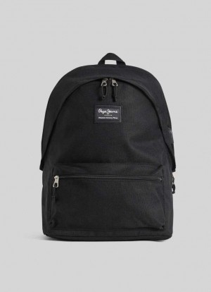 Bolsas & Mochilas Pepe Jeans Solid Colour School Backpack Hombre Negras | 630BVXYRH