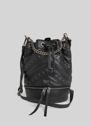 Bolsas & Mochilas Pepe Jeans Studded Bucket Bag Mujer Negras | 806UHWEZP