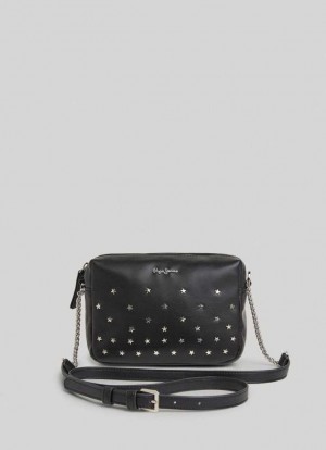 Bolsas & Mochilas Pepe Jeans Studded Camera Bag Mujer Negras | 782ZMKLTP