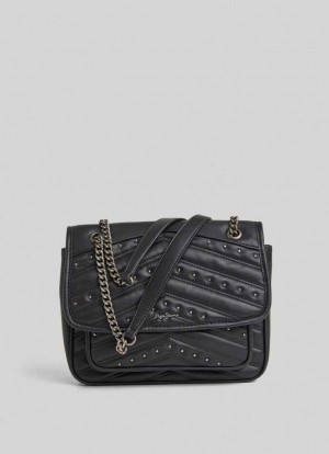 Bolsas & Mochilas Pepe Jeans Studded Shoulder Bag Mujer Negras | 904BEQDUN
