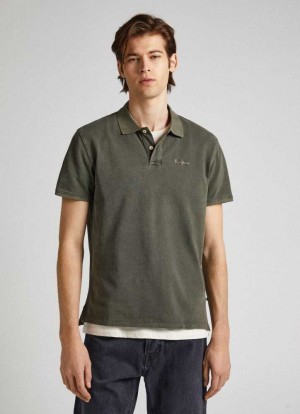 Camisa Polo Pepe Jeans Embroidered Logo Piqu Hombre Verde Oliva Verde | 386KWFXAT
