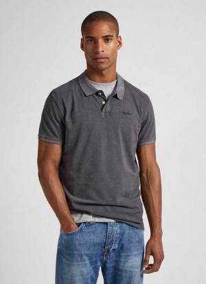 Camisa Polo Pepe Jeans Embroidered Logo Piqu Hombre Gris | 802MOXTKS