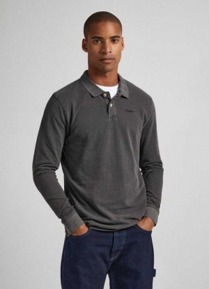 Camisa Polo Pepe Jeans Embroidered Logo Piqu Hombre Negras | 742EQCARO