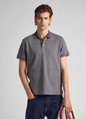 Camisa Polo Pepe Jeans Flag Logo Polo Shirt Hombre Gris | 478PDLIBX
