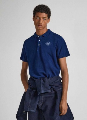 Camisa Polo Pepe Jeans Piqu Hombre Azules Oscuro | 946ZSLBCD
