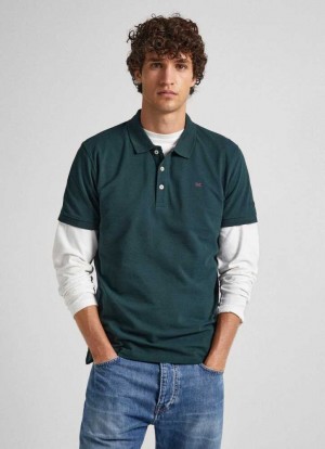 Camisa Polo Pepe Jeans Piqu Hombre Verde | 924IWXODM