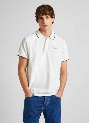 Camisa Polo Pepe Jeans Pique Polo With Embroidered Logo Hombre Blancas | 032CSLOIV