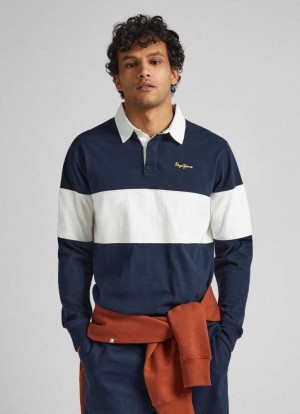Camisa Polo Pepe Jeans Rugby Polo Shirt W/Embroidered Logo Hombre Azules | 451UCNKIT
