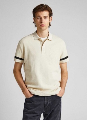 Camisa Polo Pepe Jeans Waffle Knit Polo Shirt Hombre Blancas | 874BSREYN