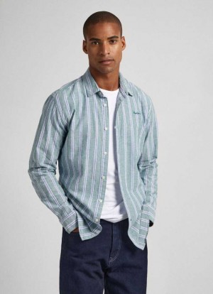 Camisas Pepe Jeans A Rayas Oxford Shirt Hombre Multicolor | 627ELWYZA