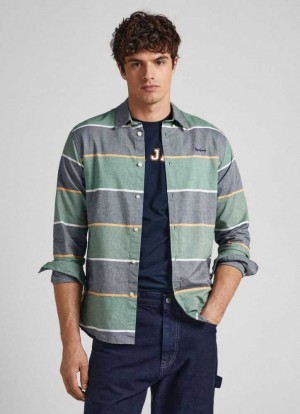Camisas Pepe Jeans A Rayas Oxford Shirt Hombre Multicolor | 458JYLFNV
