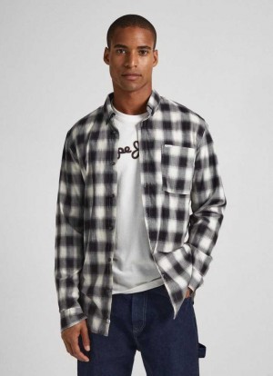 Camisas Pepe Jeans Checked Algodon Shirt Hombre Negras | 431RBMJIF