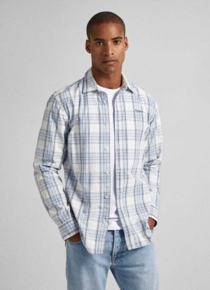 Camisas Pepe Jeans Checked Oxford Shirt Hombre Azules | 752AVNTBZ
