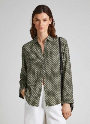 Camisas Pepe Jeans Geometric Print Shirt Mujer Multicolor | 821COVIKZ