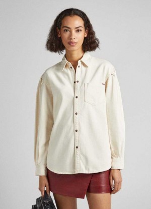 Camisas Pepe Jeans Long Sleeve Denim Shirt Mujer Azules | 197NBLHAK