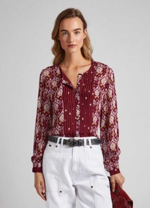 Camisas Pepe Jeans Ornamental Print Shirt Mujer Multicolor | 601GBDIHQ