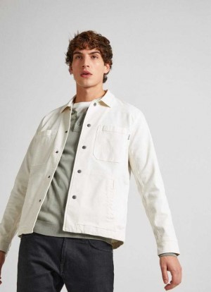 Camisas Pepe Jeans Regular Fit Algodon Overshirt Hombre Blancas | 425ROZUIX