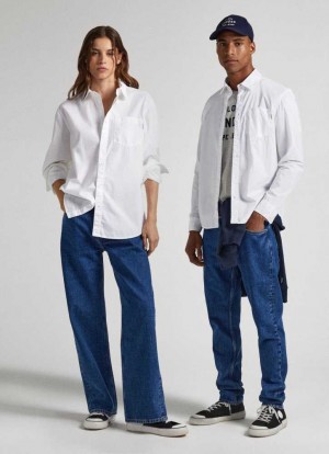 Camisas Pepe Jeans Unisex Shirt With I Love London Print On Back Mujer Blancas | 562GEBXMN
