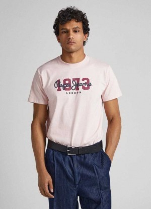Camiseta Pepe Jeans 1973 Logo T-shirt Hombre Rosas | 914LQODAM