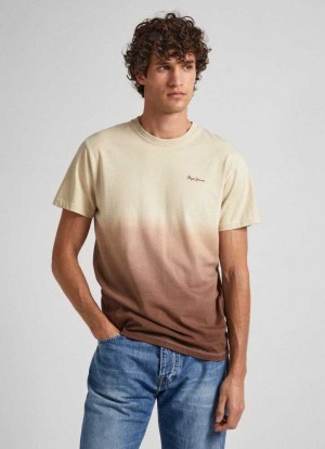 Camiseta Pepe Jeans Deep Dye T-shirt Hombre Marrones Beige | 943RPGEJW