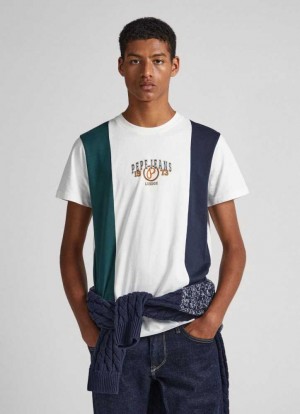 Camiseta Pepe Jeans Front Panel T-shirt Hombre Blancas | 708CPZOKI