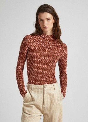 Camiseta Pepe Jeans Geometric Print T-shirt Mujer Multicolor | 384GJXESV