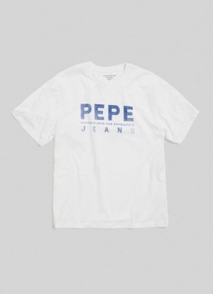 Camiseta Pepe Jeans Limited Edition Heritage T-shirt Mujer Blancas | 895UERJBN
