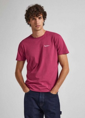 Camiseta Pepe Jeans Logo Print T-shirt Hombre Rojas | 945QCAOVP