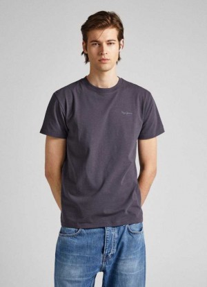 Camiseta Pepe Jeans Logo Print T-shirt Hombre Negras | 201BCFXZS